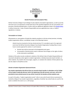 Alcohol Provision and Consumption Policy DePaul University
