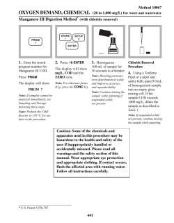 OXYGEN DEMAND, CHEMICAL (20 to 1,000 mg/L) For water and
