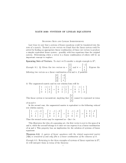 MATH 2030: SYSTEMS OF LINEAR EQUATIONS Spanning Sets
