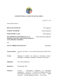 Bongane Ngomane and Others v Govan Mbeki Minucipality