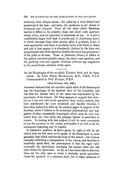 On the Homologies of the socalled Univalve Shell and its Operculum.