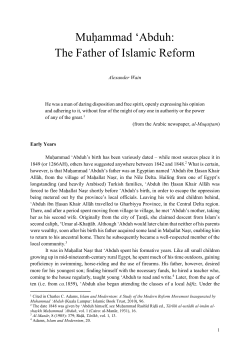 Muḥammad `Abduh: The Father of Islamic Reform