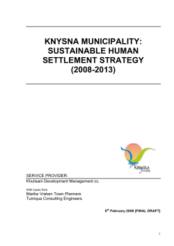 knysna municipality: draft sustainable human settlement strategy