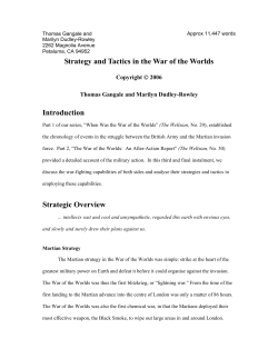 Strategy and tactics in the War of the Worlds. - OPS