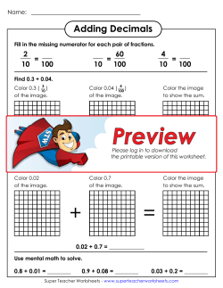 Adding Decimals - Super Teacher Worksheets