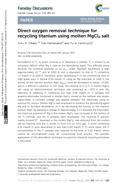 Direct oxygen removal technique for recycling titanium using molten