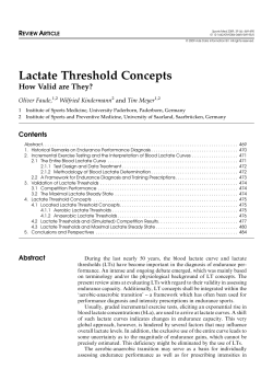Lactate Threshold Concepts