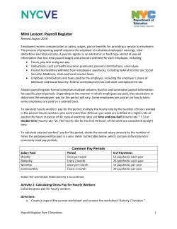Payroll Register Part I Directions