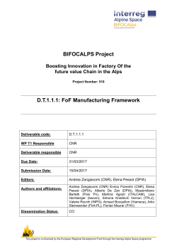 BIFOCALPS Project D.T.1.1.1: FoF Manufacturing Framework