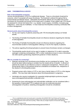 A009 - THROMBOPHILIA ADVICE
