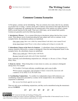 Comma Scenarios - Center for the Study and Teaching of Writing