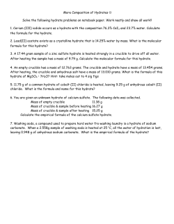 More Composition of Hydrates Solve the following hydrate problems