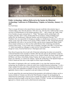 Public Archaeology Address Delivered at the Society for