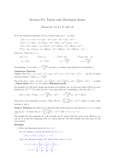 Section 9.8, Taylor and Maclaurin Series