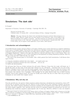 Simulations: The dark side