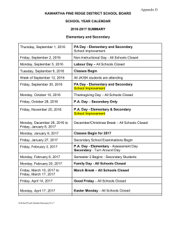 2016-2017 School Calendar Summary