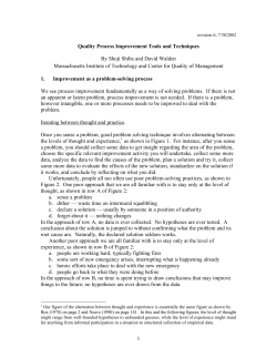 Quality Process Improvements Tools and Techniques