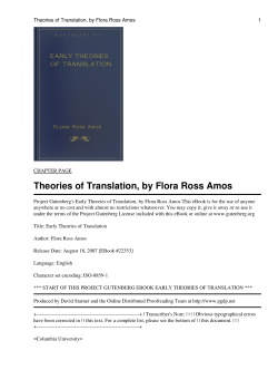 Early Theories of Translation