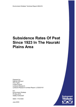 Subsidence Rates Of Peat Since 1923 In The Hauraki Plains Area