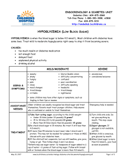 Hypoglycemia - BC Children`s Hospital