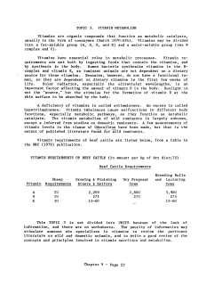TOPIC 3. VITAMIN METABOLISM Vitamins are organic compounds