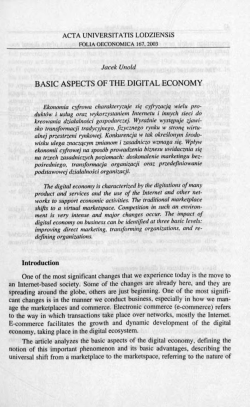 BASIC ASPECTS OF THE DIGITAL ECONOMY