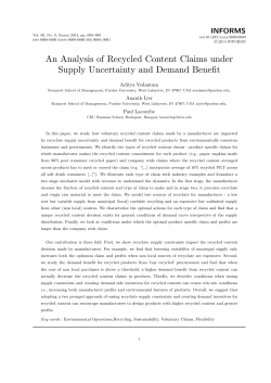 An Analysis of Recycled Content Claims under Supply Uncertainty