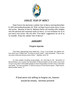 JUBILEE YEAR OF MERCY JANUARY If God were not willing to