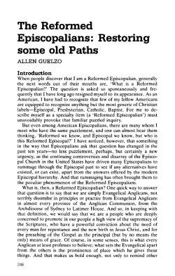 Allen Guelzo, "The Reformed Episcopalians: Restoring Some Old