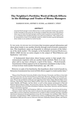 Thy Neighbor`s Portfolio: Word-of-Mouth Effects in the Holdings and