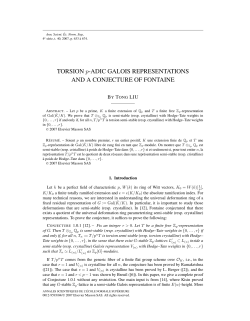 TORSION p-ADIC GALOIS REPRESENTATIONS AND A