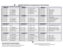 2016/2017 DDH-Dance Academy Dance Class Schedule