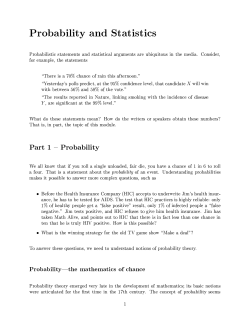 Probability and Statistics Probabilistic statements and statistical