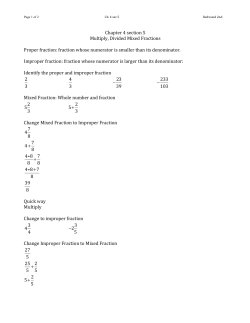 Chapter 4 section 5 Multiply, Divided Mixed Fractions Proper fraction