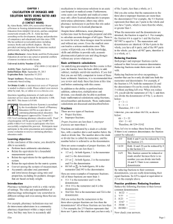 CAlCulATion of dosAgEs And soluTion RATEs using RATio And
