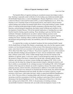 Effects of Cigarette Smoking in Adults Lana Lan Chan The harmful