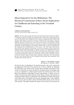 Moral Imperatives for the Millennium: The Historical Construction of