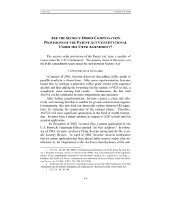 Are the Secrecy Order Compensation Provisions of the Patent Act