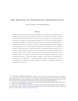 The Adoption of Proportional Representation