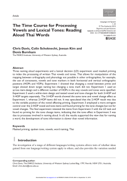The Time Course for Processing Vowels and Lexical