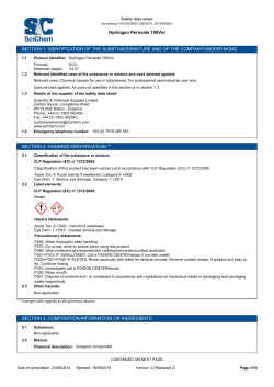 Hydrogen Peroxide 100Vol SECTION 1: IDENTIFICATION OF THE