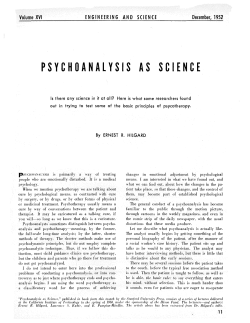 psychoanalysis as scien