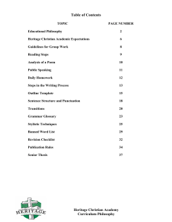 Table of Contents - Heritage Christian Academy