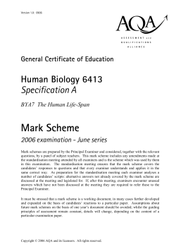 A-level Human Biology Mark scheme Unit 7 - The Human