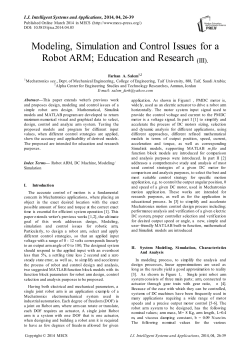 Modeling, Simulation and Control Issues for a Robot ARM