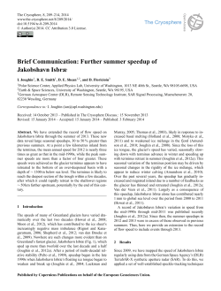 Further summer speedup of Jakobshavn Isbr&aelig;