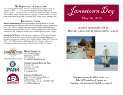 The Importance of Jamestown Jamestown Day
