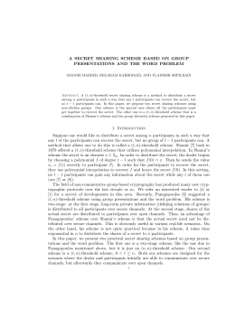 A secret sharing scheme based on group presentations and the