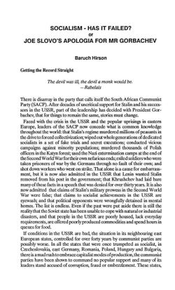 SOCIALISM - HAS IT FAILED? - South African History Online