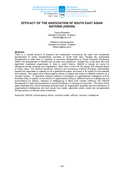 EFFICACY OF THE ASSOCIATION OF SOUTH EAST ASIAN